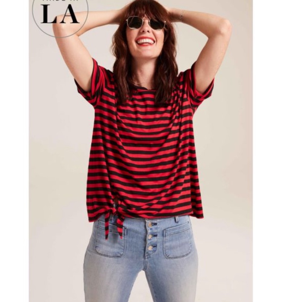 NWOT NYDJ Striped Tie-Front Top M